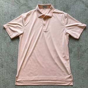 Peach Orange White Striped Peter Millar Dri Fit Golf Polo